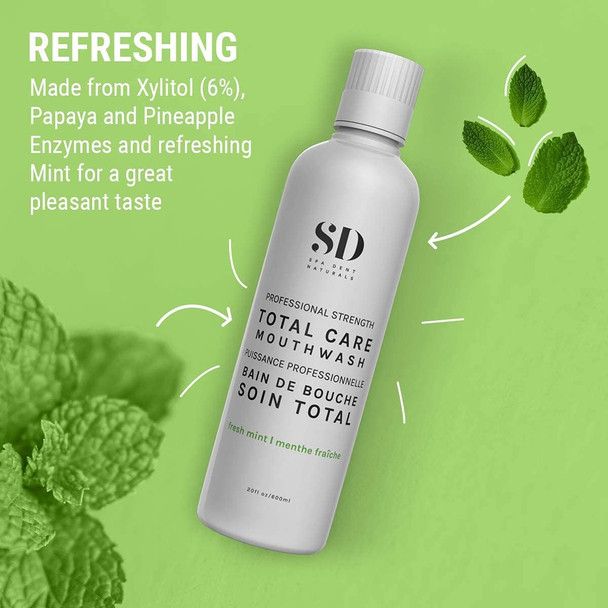 Spa-Dent Natural Mouthwash - Dry Mouth Hydrating Action  Alcohol Free Dental Office Technology  Made in Canada with Advanced Dental Grade Ingredients, White, 600 ml (Pack of 1)