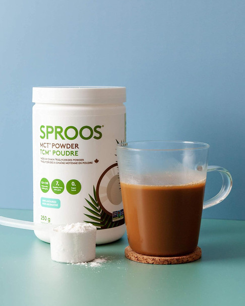 Sproos MCT Powder | Keto, Vegan and Non-GMO | Unflavoured and Unsweetened - 250 g Tub