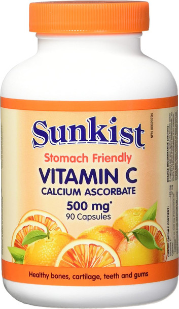 Sunkist Non-Acidic Calcium Ascorbate Vitamin C Capsule, 500mg Sunkist Non-Acidic Calcium Ascorbate Vitamin C Capsule, 500mg
