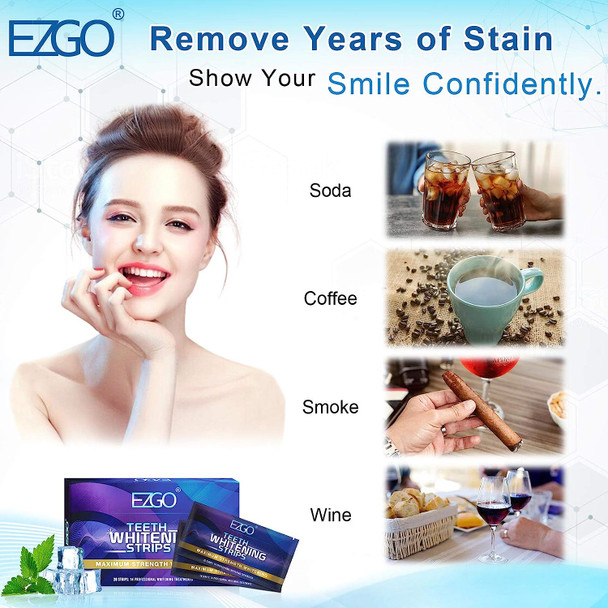 Teeth Whitening Strip, 30min Fast-Result Teeth Whitener, Non-Sensitive Whitening strips, 14 Sets White Strips for Tooth Whitening, Teeth Whitening Kit to Removes Stain from , Coffee and Soda