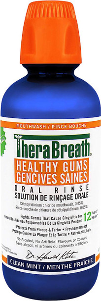 Therabreath Healthy Gums oral Rinse - Clean Mint | zinc & Tea Tree Oil To Neutralize Bacteria & Restore Gum tissue | Certified Vegan, Gluten Free & Kosher, 16 ounces