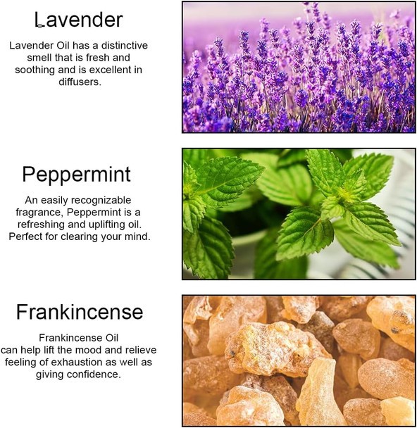 Therapeutic-Grade Aromatherapy Essential Oils Set, Peppermint Lavender Frankincense Essential Oils Set, 100% Pure Aromatherapy Essential Oils Kit for Diffuser, Massage, Humidifier 3x10ml