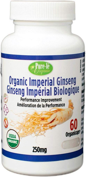 USDA Organic Imperial Ginseng 60 Organicaps - Organic Extra Strength Root Supplement w/High Ginsenosides for Energy, Performance, Stamina & Focus for Men & Women