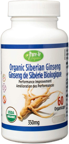 USDA Organic Siberian Ginseng (Eleuthero) 60 Organicaps - Organic Extra Strength Root Supplement for Strong Immunity, Great Physical Shape, Energy, Stamina, Endurance and Protection from Stress for Men & Women