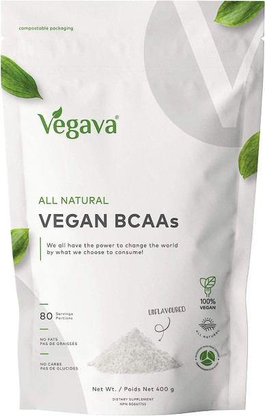 Vegava Natural Vegan BCAAs  Unflavoured 400g | Plant-Based Vegan Dietary Supplement | Branch Chain Amino Acids