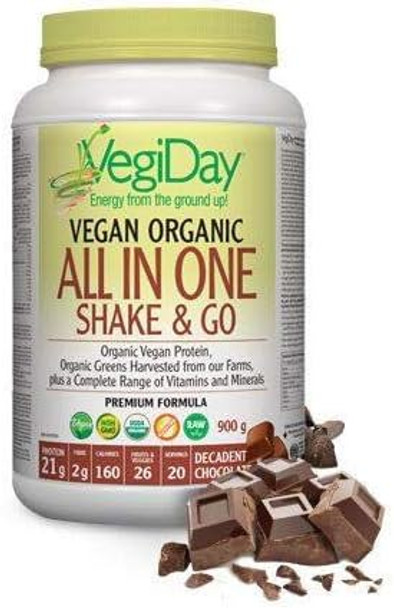 VegiDay Vegan Organic All In One Shake & Go Decadent Chocolate, 900 g