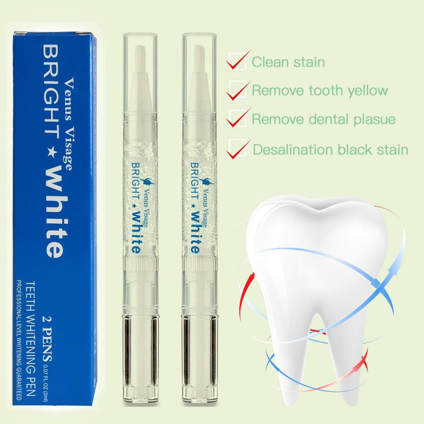 Venus Visage Teeth Whitening Pen(2 Pens), 20+ Uses, Effective?Painless, No Sensitivity, Travel-Friendly, Easy to Use, Beautiful White Smile, Natural Mint Flavor