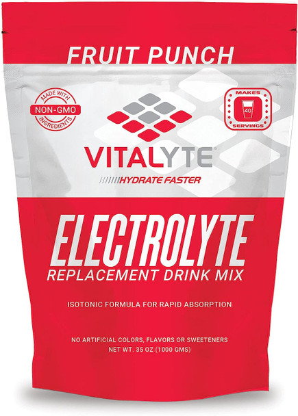 Vitalyte Natural Electrolyte Powder Drink Mix, Gluten Free, 40 2 Cup Servings Per Container (Fruit Punch)