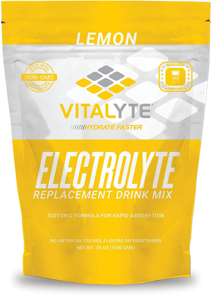 Vitalyte Natural Electrolyte Powder Drink Mix, Gluten Free, 40 2 Cup Servings Per Container (Lemon)