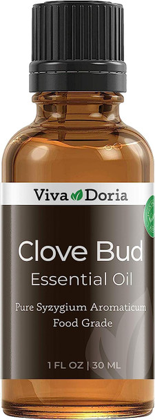 Viva Doria 100% Pure Clove Bud Essential Oil, Undiluted, Therapeutic - Food Grade, 30 mL (1 fl oz)