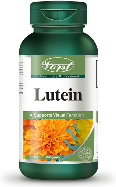 VORST Lutein 18 mg with Zeaxanthin Esters 60 Capsules | Paleo Friendly Eyesight Supplement for Eye Health, Immune System, & Brain Health | 1 Bottle