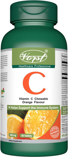 VORST Vitamin C 500mg 30 Chewable Tablets Orange Flavor | 1 Bottle
