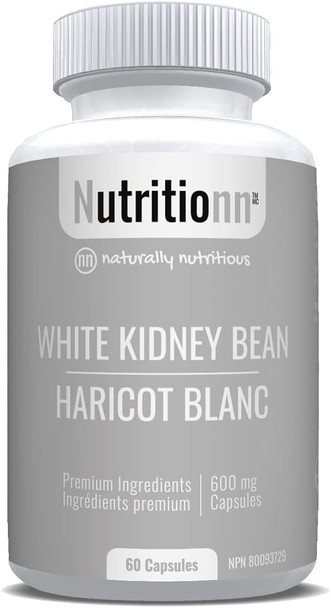 White Kidney Bean by Nutritionn - Helps Reduce the Enzymatic Digestion of Carbohydrates - 600 mg Capsules, Before Meals - Premium Natural Metabolism Supplement