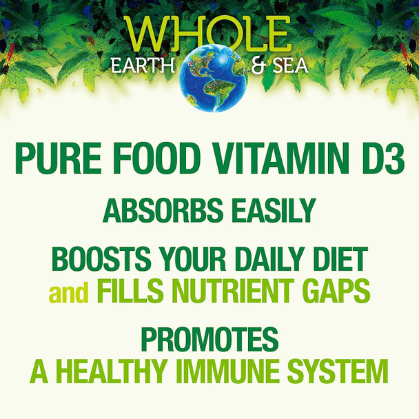 Whole Earth & Sea Pure Food Vegan Bioenhanced Vitamin D3 1000 IU Non-GMO, 90 Vegetarian Capsules