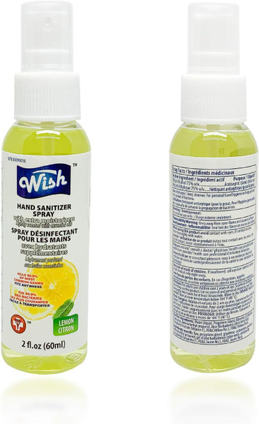 Wish little Hand Sanitizer Spray 60ml (Pack of 24 Sanitizers) Desinfectant and 4 Assorted Scents Lavender, Natural Aloe, Vitamin E, Lemon Citrus Alcohol Based Sanitizer