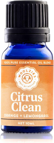 Woolzies 100% Pure & Natural Citrus Clean Essential oil Blend 10 ML |Orange & Lemongrass Therapeutic Grade Oil Blend | Use with Wool Dryer Balls or Oil Diffuser