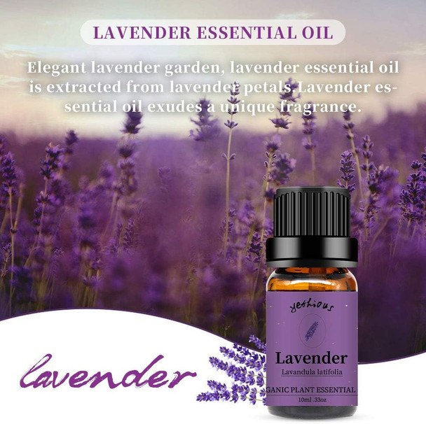 yethious 3 Pack Lavender Essential Oil 100% Pure Organic Aromatherapy Diffuser Oils 10ml for Massage Soap