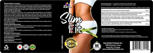 Zeal SlimFit, 60 Capsules, 1 Month supply
