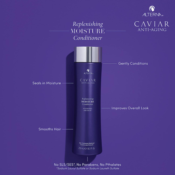 Alterna Caviar Anti-Aging Replenishing Moisture Shampoo, Conditioner, CC Cream Regimen Starter Set | Protects, Restores & Hydrates | Sulfate Free Alterna Caviar Anti-Aging Replenishing Moisture Shampoo, Conditioner, CC Cream Regimen Starter Set | Protects, Restores & Hydrates | Sulfate Free