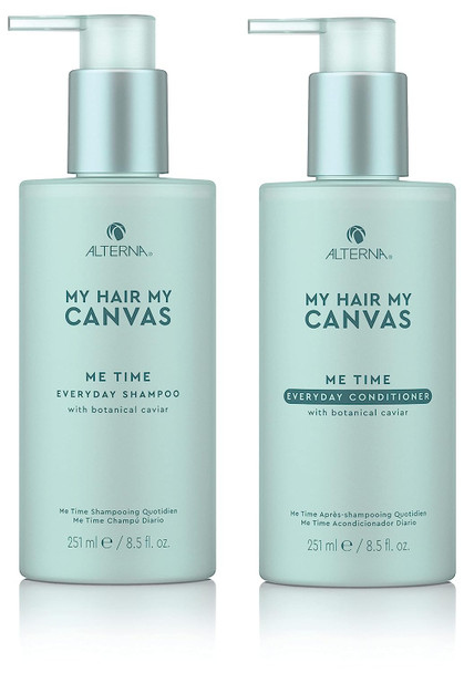 Alterna My Hair My Canvas Me Time Everyday Vegan Shampoo and Conditioner Set, 8.5 Fl Oz | Botanical Caviar, Moisturizing & Enhances Hair Shine | Sulfate Free