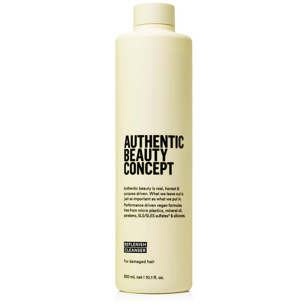 Authentic Beauty Concept Replenish Cleanser | Shampoo | Damaged Hair | Nourishes & Strengthens Hair | Vegan & Cruelty-free | Sulfate-free