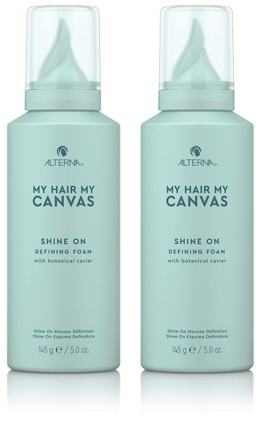 Alterna My Hair My Canvas Shine On Defining Foam, 5 Fl Oz | Vegan Shine Enhancing | Creates Added Radiance & Smoothness | Sulfate Free (2-Pack)