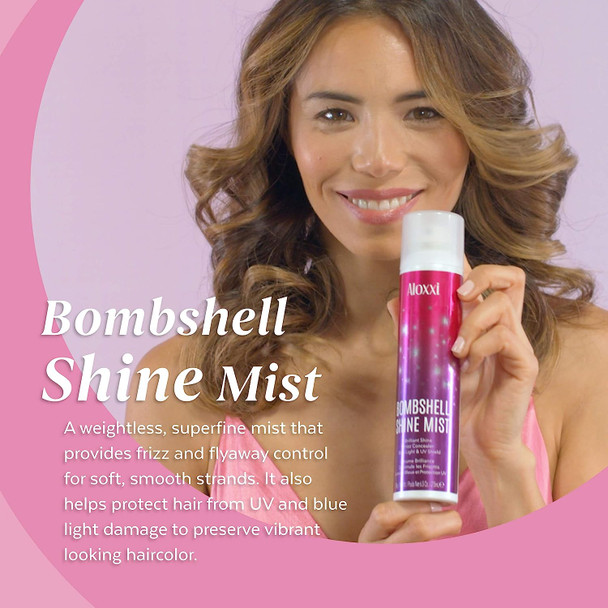 ALOXXI Bombshell Shine Mist Heat Styling Spray that is a Weightless & Superfine Mist with Quartz Dust, Calendula Extract & Colour Care Complex, 6.5 oz.
