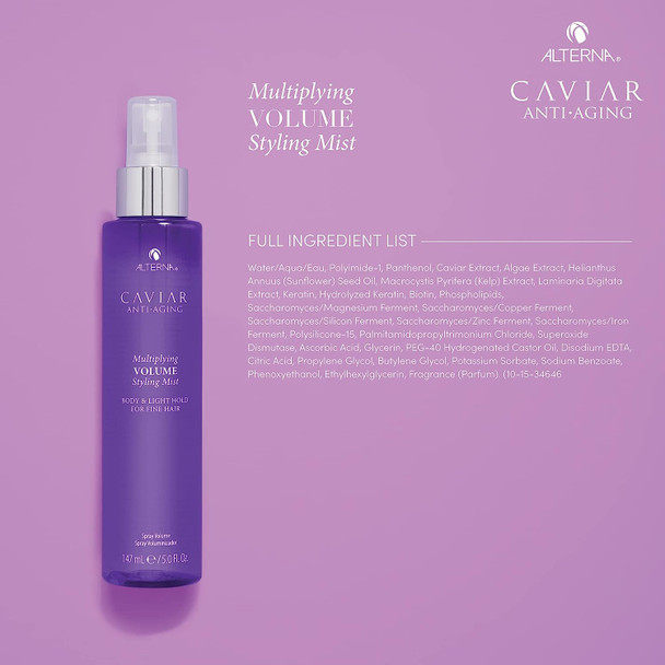 Alterna Caviar Anti-Aging Multiplying Volume Styling Mist, 5 Ounce | For Fine, Thin Hair | Light Hold | Sulfate Free , 5 Fl Oz (Pack of 1)