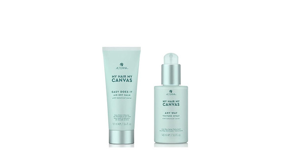 Alterna My Hair My Canvas Easy Does It Air Dry Balm and Any Way Texture Spray Vegan Styling Set | Provides Lightweight & Long-lasting Styles for All Hair Types | Sulfate Free