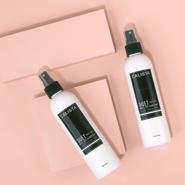 Calista Duet Prep and Post Multi-Use Non Aerosol Hairspray, Flexible Hold Volumizing Texture Spray for All Hair Types, 7.5 oz