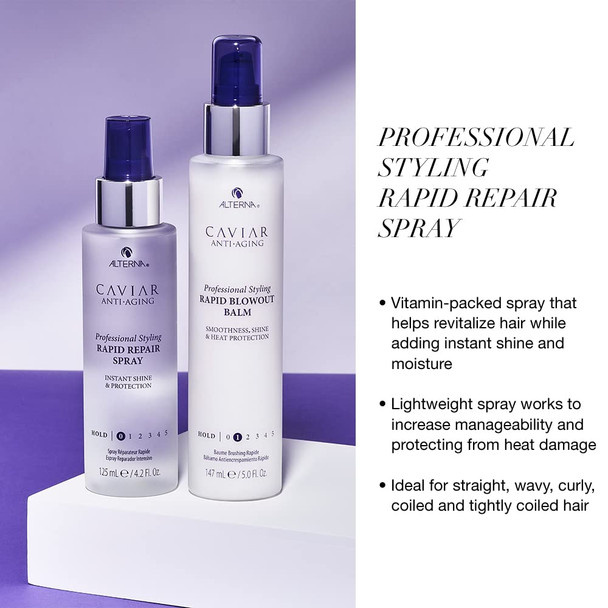 Alterna Caviar Professional Styling Rapid Repair Spray | Instant Shine & Heat Protectant Spray for Hair | Sulfate Free, 4.2 Fl. Oz.