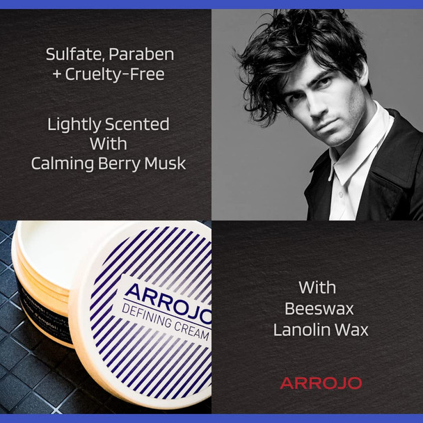 ARROJO Defining Hair Cream  Hair Styling Cream to Add Texture & Definition  Forming Cream w/Beeswax & Lanolin Wax  Hair Products for Men & Women for All Hair Types (1.7 oz)