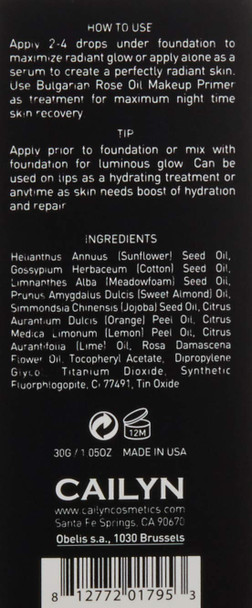 CAILYN Cosmetics Bulgarian Rose Oil Makeup Primer, 1.01 Fl Oz