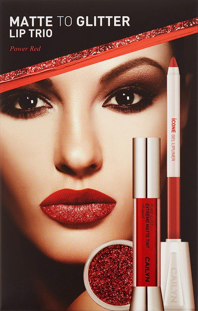 CAILYN Matt To Glitter Lip Trio, Power Red