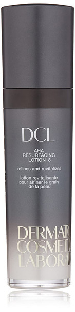 DCL Skincare AHA Resurfacing Lotion 8, 8% Glycolic Acid exfoliates while hydrating, reducing fine lines with Hyaluronic Acid, Vitamin E, Shea Butter, Jojoba, Green Tea 1.7 Fl oz
