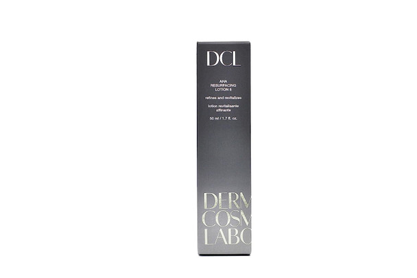 DCL Skincare AHA Resurfacing Lotion 8, 8% Glycolic Acid exfoliates while hydrating, reducing fine lines with Hyaluronic Acid, Vitamin E, Shea Butter, Jojoba, Green Tea 1.7 Fl oz