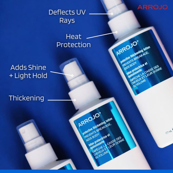 ARROJO UV & Heat Protectant for Hair (6 oz) - Lotion Heat Protectant Spray for Hair for Blow-Drying & Heat-Tool Styling  Sulfate & Paraben Free Hair Thickening Products for Women & Men