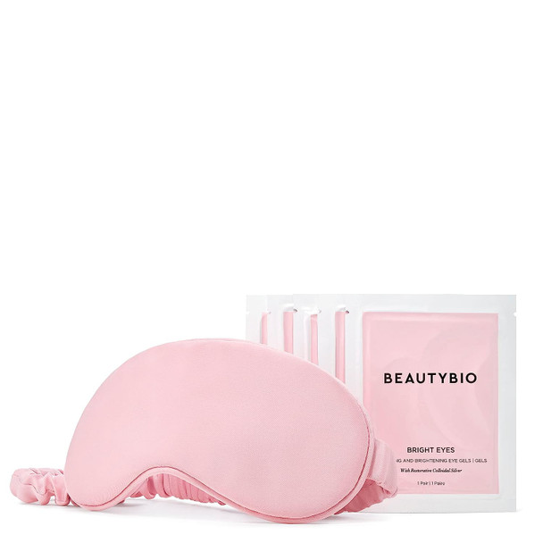 BeautyBio Lights Out. Mask On. Set. Depuffing, Brightening Collagen Eye Gels + Silky Smooth Sleep Mask