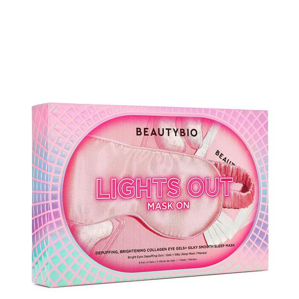 BeautyBio Lights Out. Mask On. Set. Depuffing, Brightening Collagen Eye Gels + Silky Smooth Sleep Mask