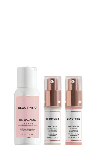 BeautyBio AM/PM Mini Set: Daily Dose Vit C + PM Retinol + Balance Cleanser, 1 ct.