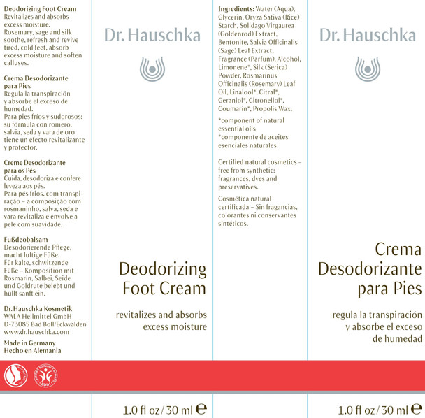 Dr. Hauschka Skin Care, Deodorizing Foot Cream, 1 fl oz