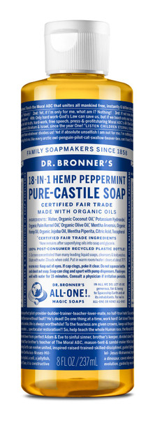 Dr Bronner Peppermint Castile Liquid Soap 237ml