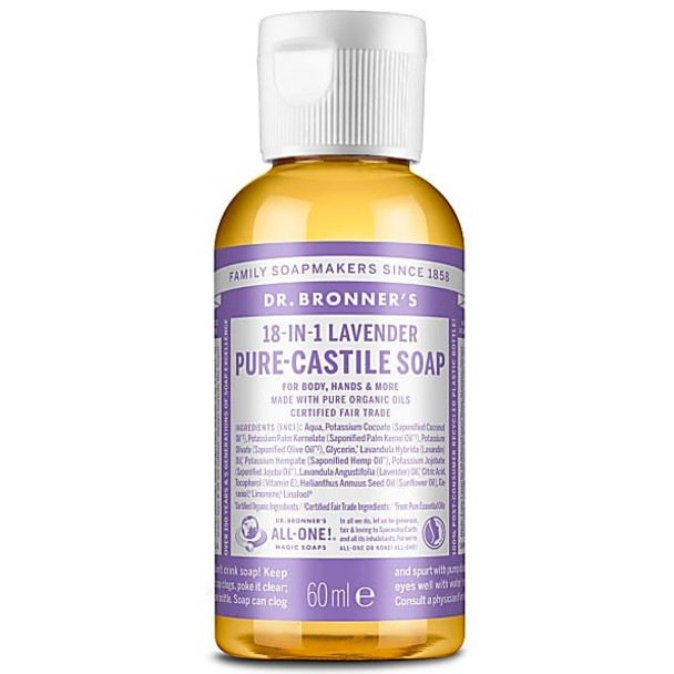 Dr Bronner Organic Lavender Castile Liquid Soap 60ml Dr Bronner Organic Lavender Castile Liquid Soap 60ml
