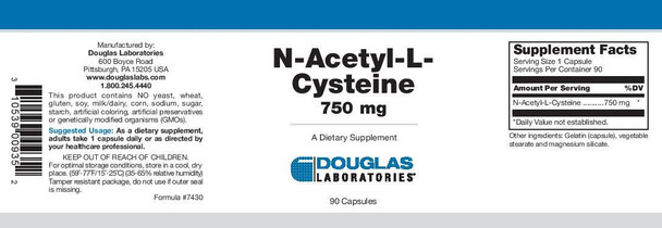 Douglas Laboratories N-Acetyl-L-Cysteine 750 mg.