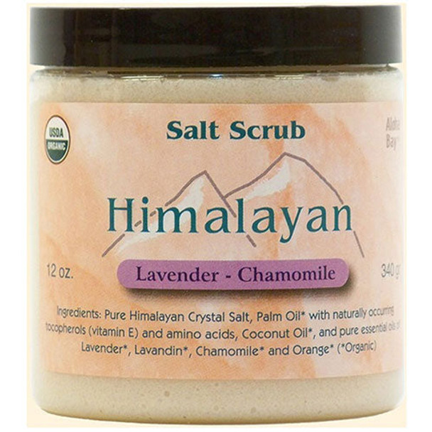 Himalayan Salt Body Scrub Organic Lavender-Chamomile 12 oz By Aloha Bay