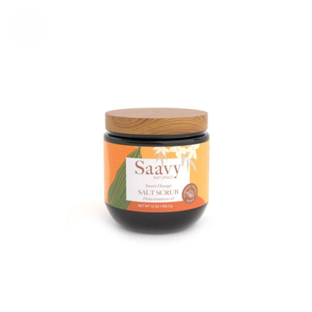 Sweet Orange Salt Scrub 12 Oz By Saavy Naturals