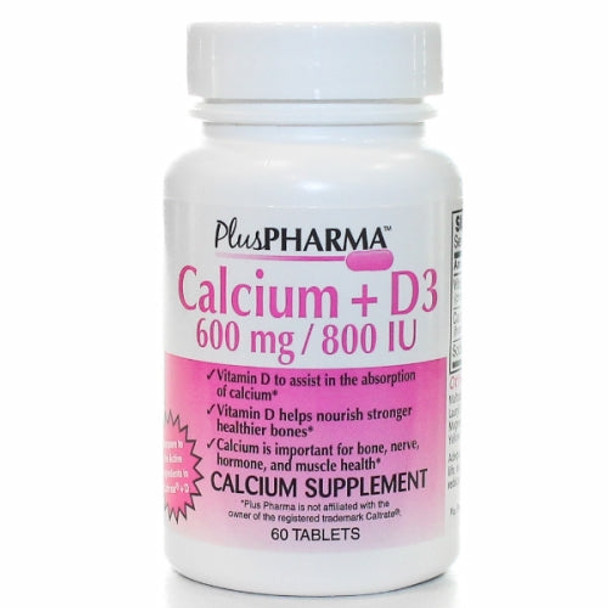 Calcium 600 + Vitamin D3 800Iu 60 Tabs By Plus Pharma