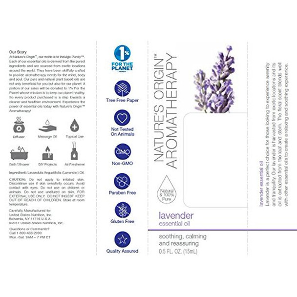Nature's Origin Aromatherapy Essential Oil Lavender 0.5 OZ By Nature's Origin