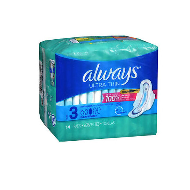 Always Ultra Thin Pads Without Wings Extra Long Super 14 Each By Always Discreet