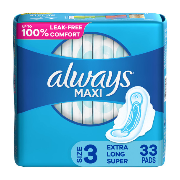 Always Maxi Pads With Flexi-Wings Size 3 Jumbo Pack Extra Long Super 33 Each By Always Discreet